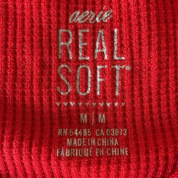 AERIE Real Soft Apres Ski Long Sleeve Thermal Tee To Be Continued Red Medium - Picture 8 of 12